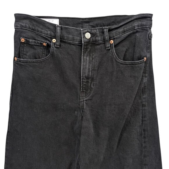 GAP High Stride Wide Leg Jeans Womens Black High Rise Denim Size 28 / 6 Short - Picture 3 of 11